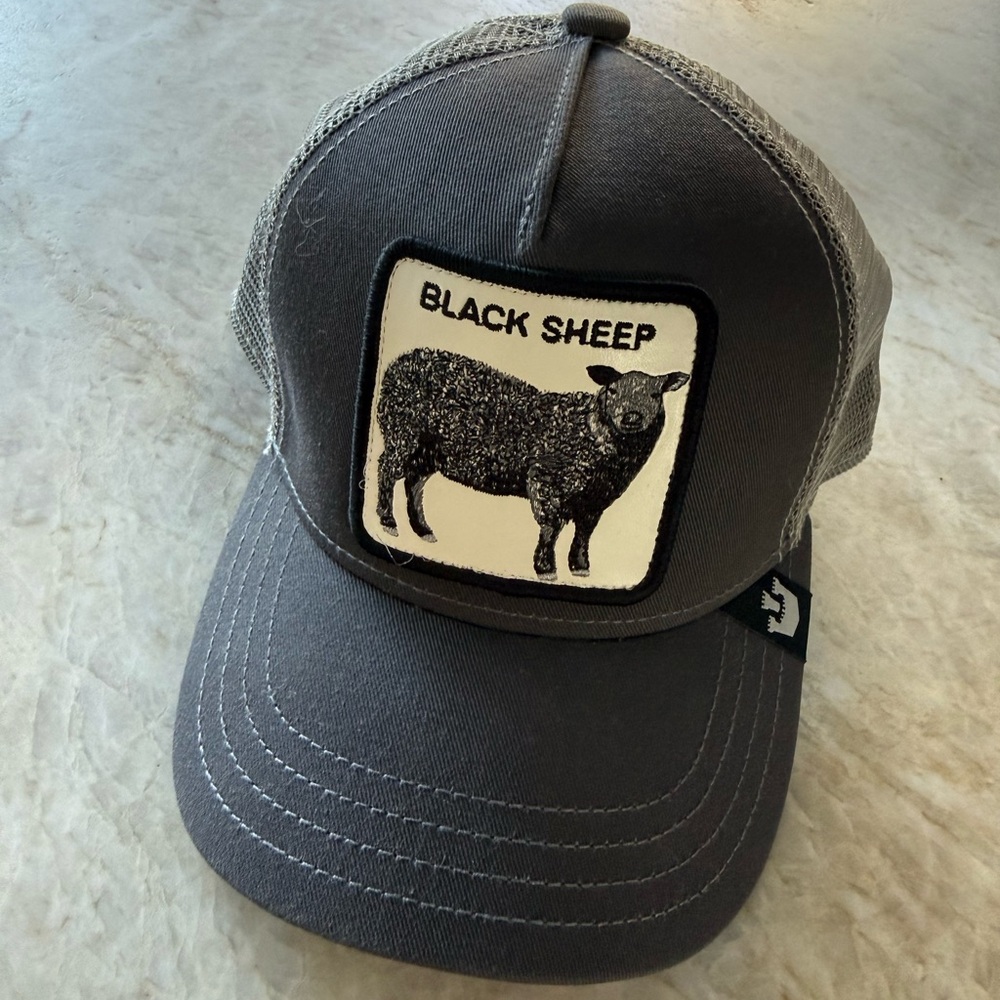 Goorin Bros Gray Mesh Trucker Hat with ‘Black Sheep’